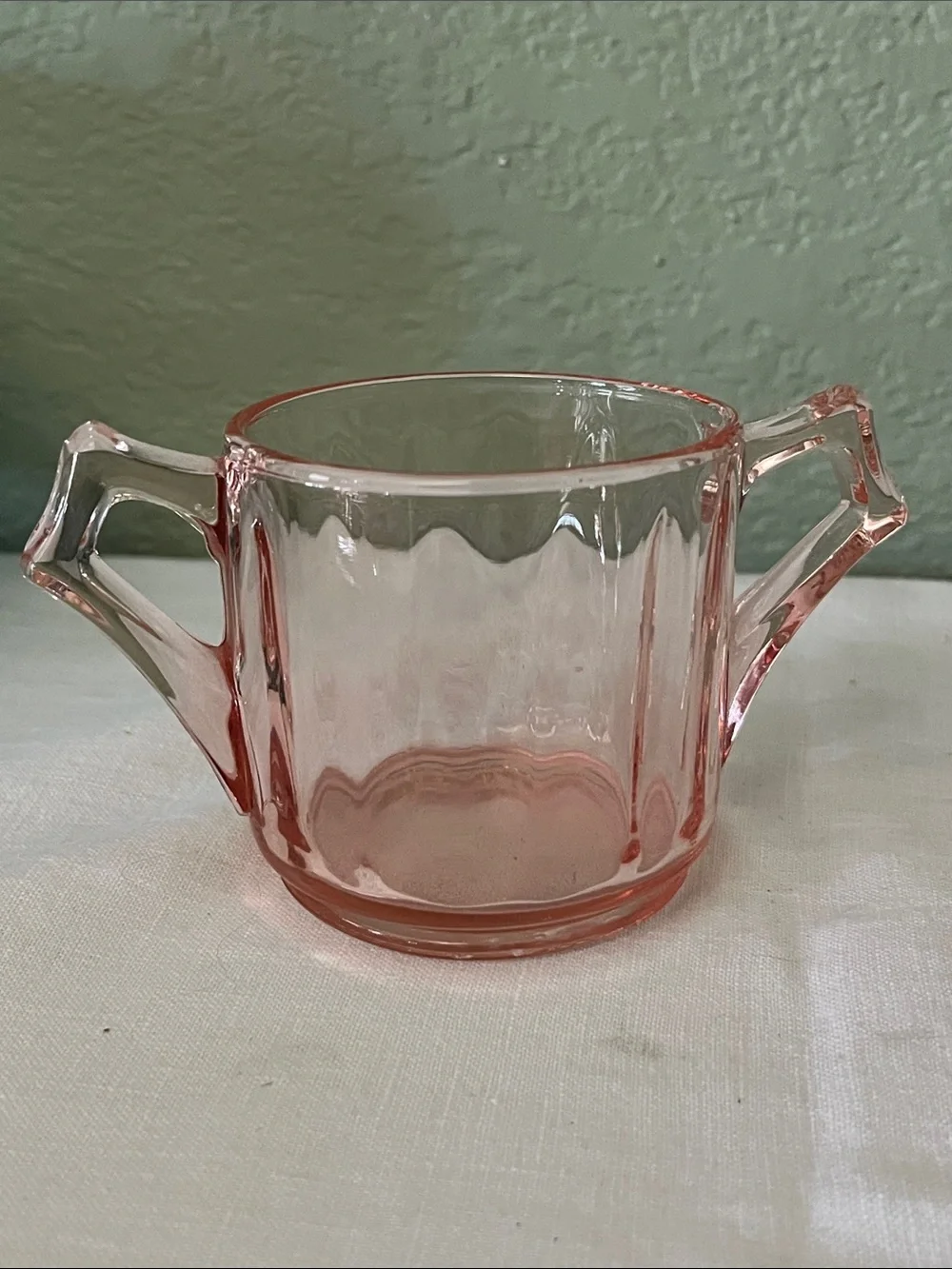 Cambridge Marked #622 Decagon Pink Depression Glass Sugar Creamer Tray 1930